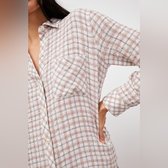 Rails Brady Seersucker Button Up Shirt Powder Steel Brush - Picture 2 of 11